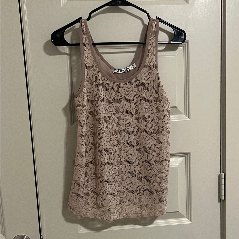 Chloe K Floral Lace Camisole - Tan